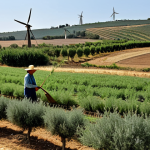**

"A thriving organic farm in the Alentejo region of Portugal, showcasing diversified crops, well-formed hands working the land, fully clothed farmers tending to rows of olive trees and vegetable gardens. The image captures the beauty of sustainable agriculture with windmills in the background. Safe for work, appropriate content, professional photography, modest, perfect anatomy, correct proportions, natural pose, high quality, showcasing a family-friendly, eco-conscious farm, natural body proportions, appropriate attire."

**