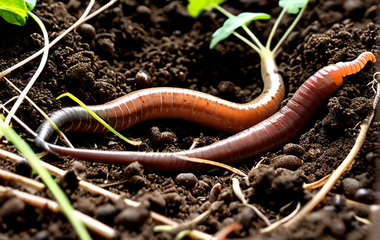 지속 가능한 농업의 정의 - Healthy Soil**
"Close-up of fertile soil rich in organic matter, showcasing earthworms and plant ro...