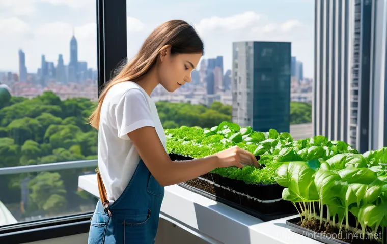 수경재배의 경제성 - **Prompt 1: Urban Hydroponic Oasis**
A bright, clean, and modern apartment balcony transformed i...
