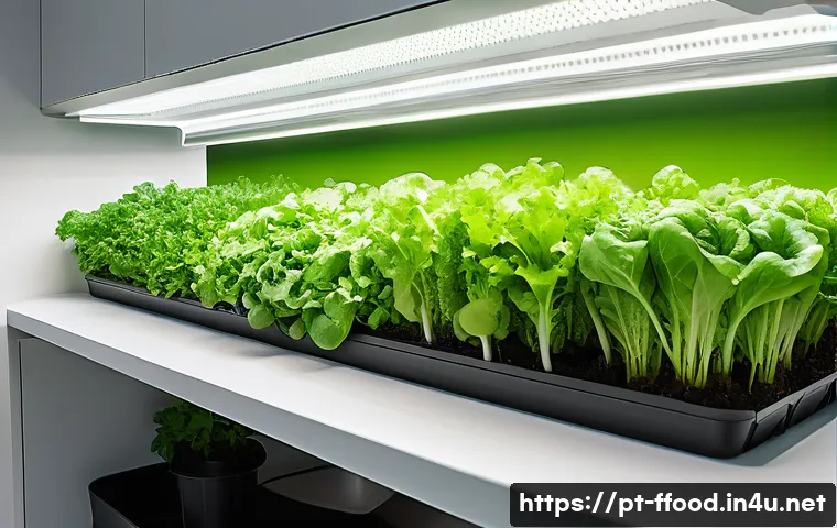수경재배에서의 농작물 종류 - A vibrant hydroponic indoor garden featuring lush green leafy vegetables such as crisp American lett...