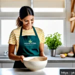 곤충 단백질의 환경적 장점 - A vibrant and detailed kitchen scene in a modern Brazilian home where a young adult woman is prepari...