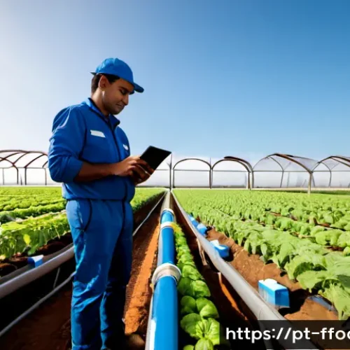 스마트 농업 기술 - Photorealistic smart agriculture scene in Brazil, wide-angle view inside a modern tomato greenhouse ...