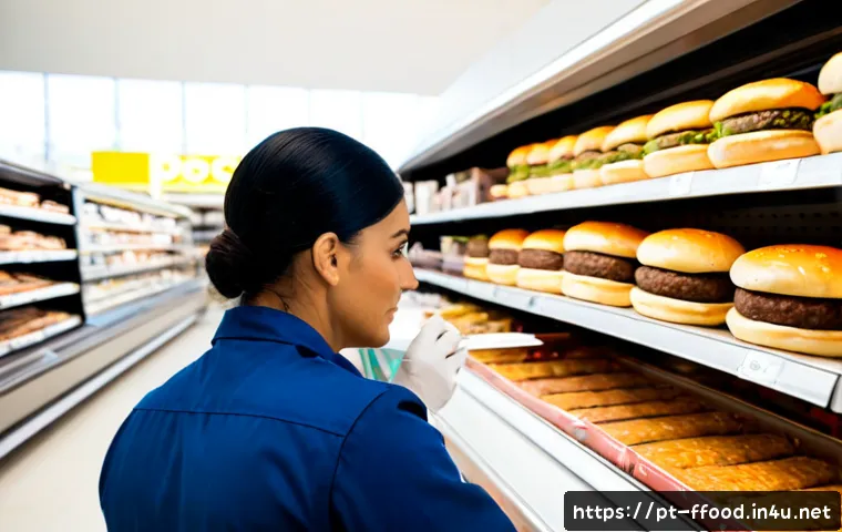 Home 17 대체육 관련 규제 동향 - Photorealistic editorial scene of a Brazilian food safety inspector in a clean modern supermarket, c...